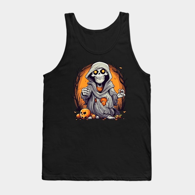 Eerie Halloween Ghoul Art - Spooky Season Delight Tank Top by Captain Peter Designs